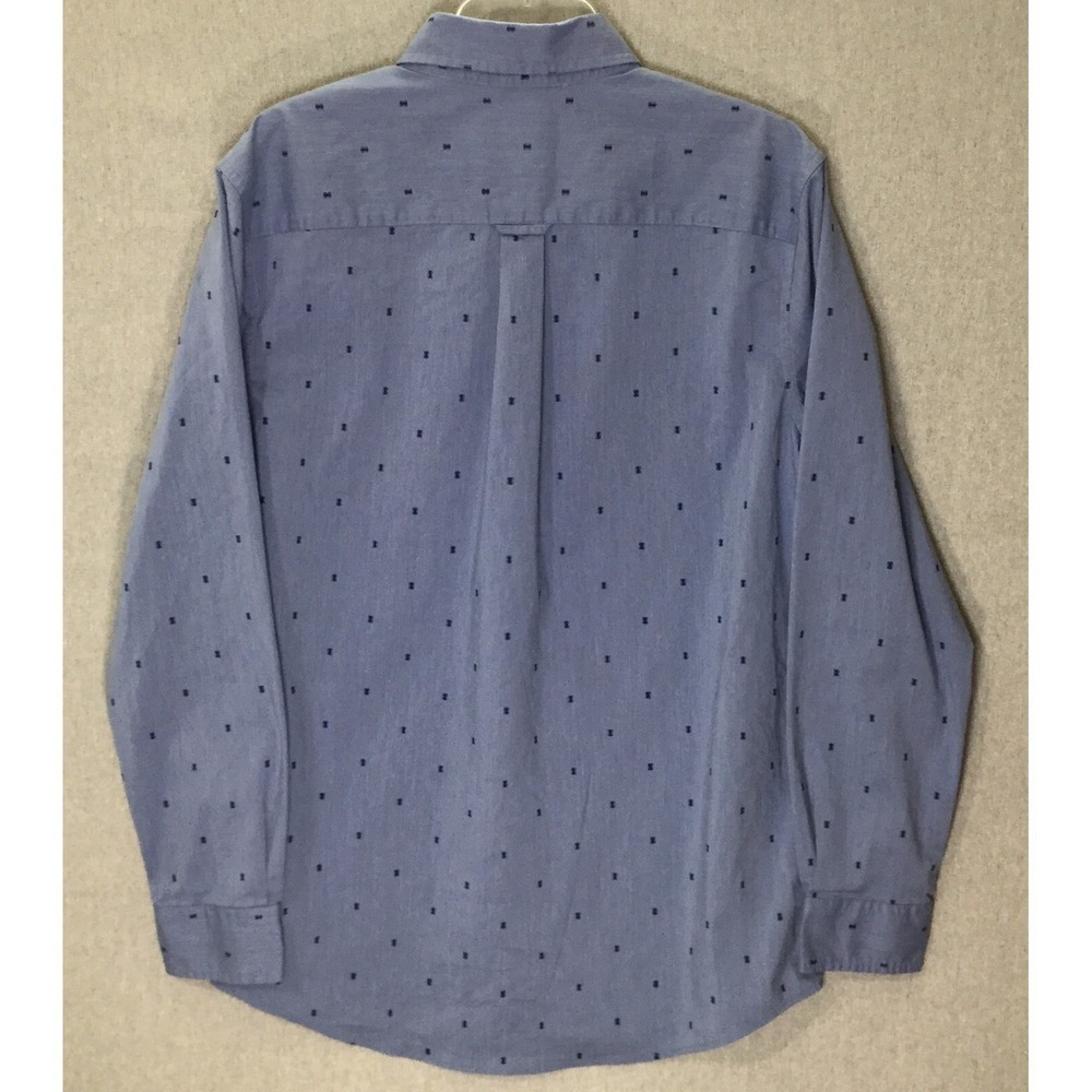 Chaps Button Down Shirt Mens M Blue Stretch Easy Care Geometric Long Sleeve - Picture 11 of 11